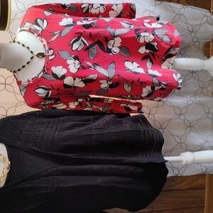 Alfred Dunner Black Textured Women's Blouses